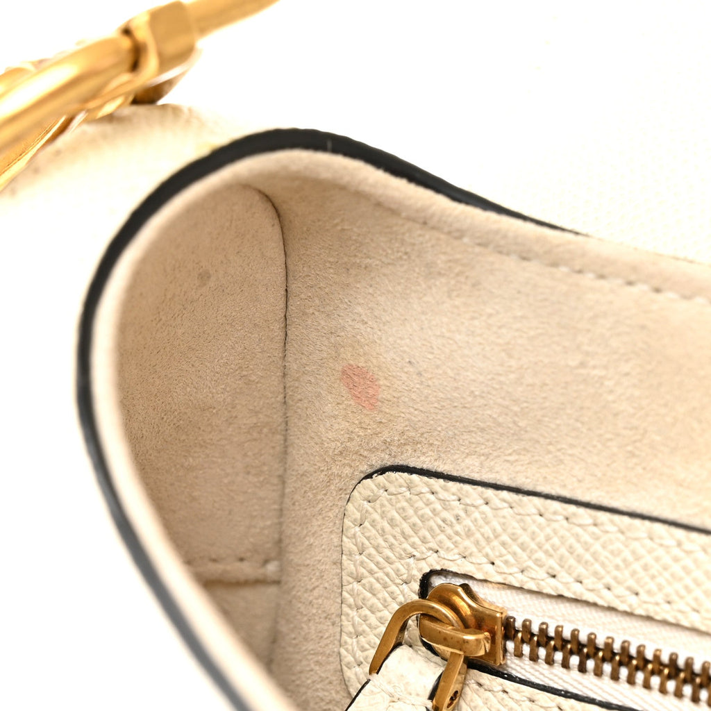 Christian Dior Grained Calfskin Saddle Bag White