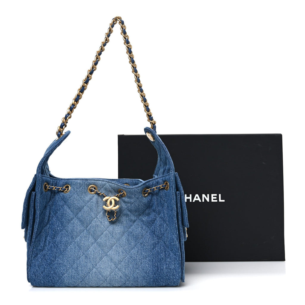 Chanel Washed Denim Quilted Small Chanel 25 Handbag Blue