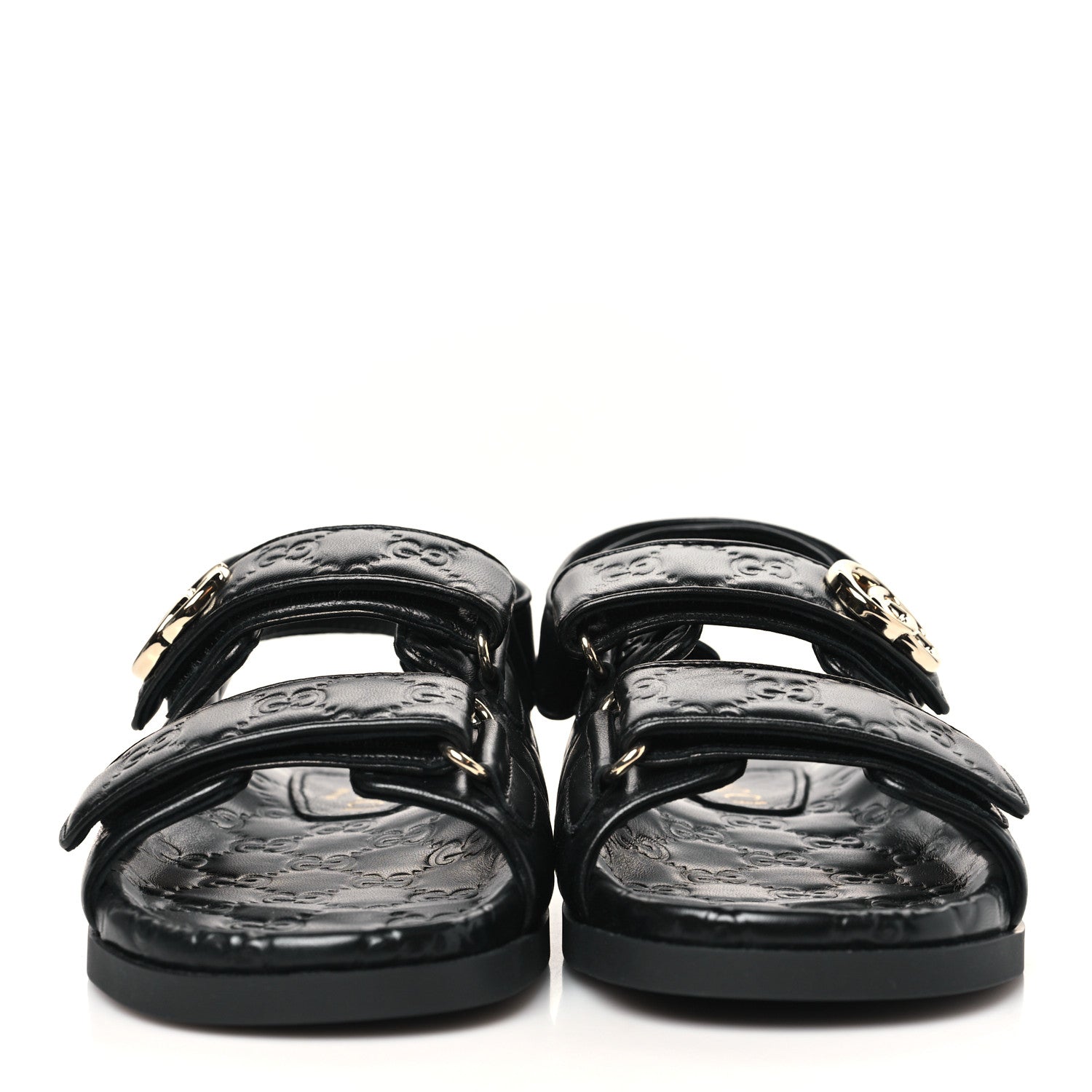 Gucci Guccissima GG Embossed Womens Sandals 36.5 Black