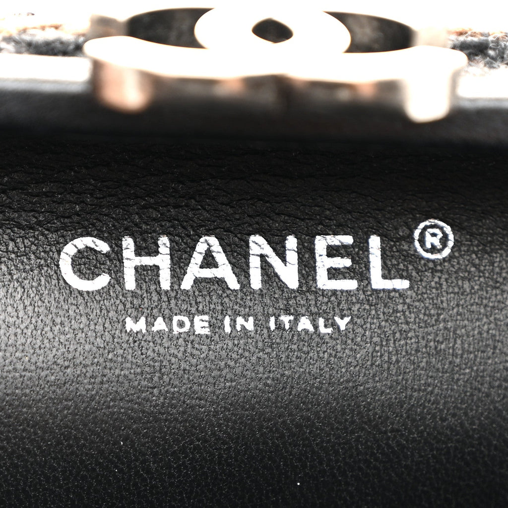 Chanel Tweed Kisslock Minaudiere Black Multicolor