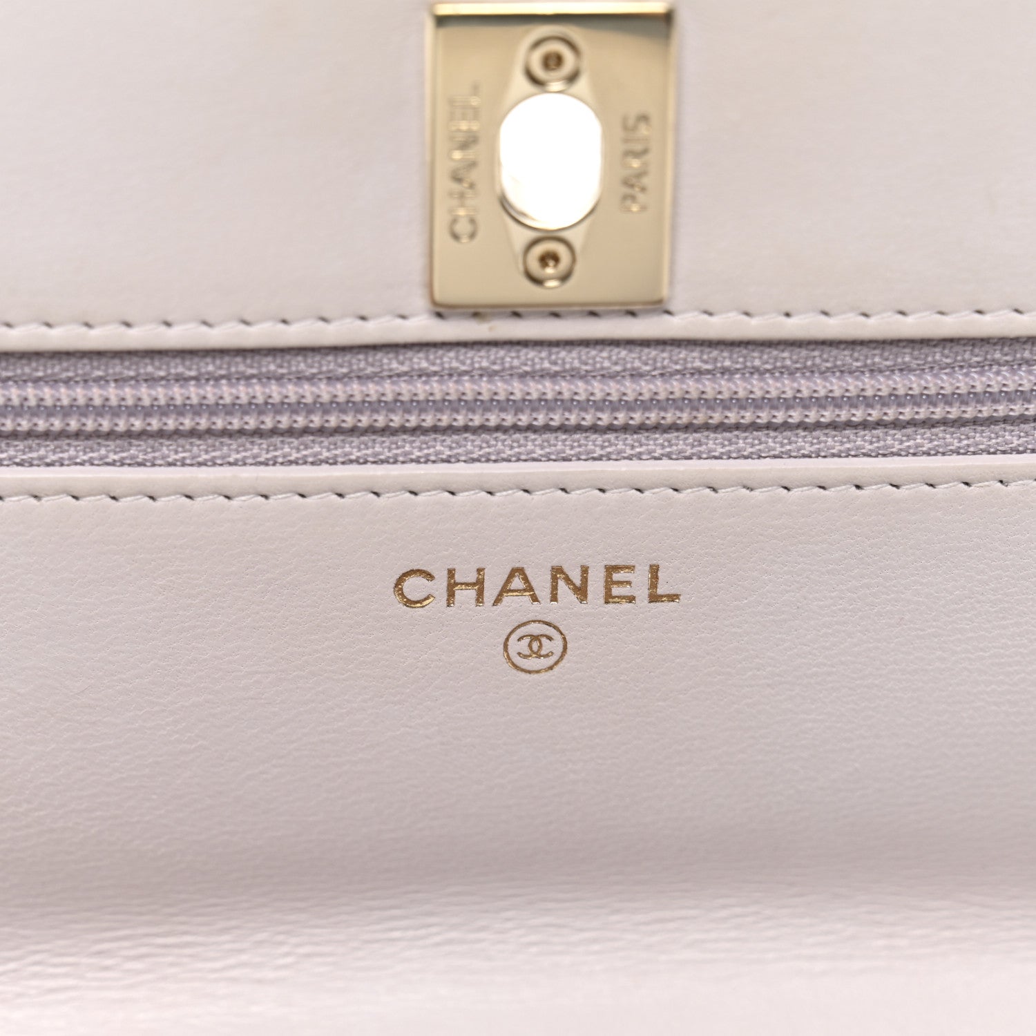 Chanel Lambskin Quilted Trendy CC Wallet On Chain WOC Lilac