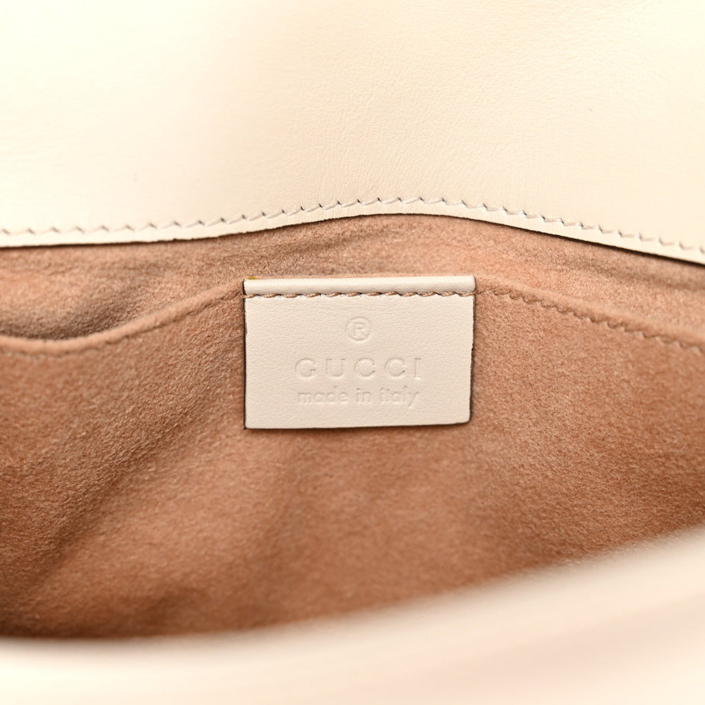 Gucci Calfskin Matelasse Mini GG Marmont Shoulder Bag White