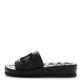 Lambskin Quilted CC Mules Sandals 35 Black