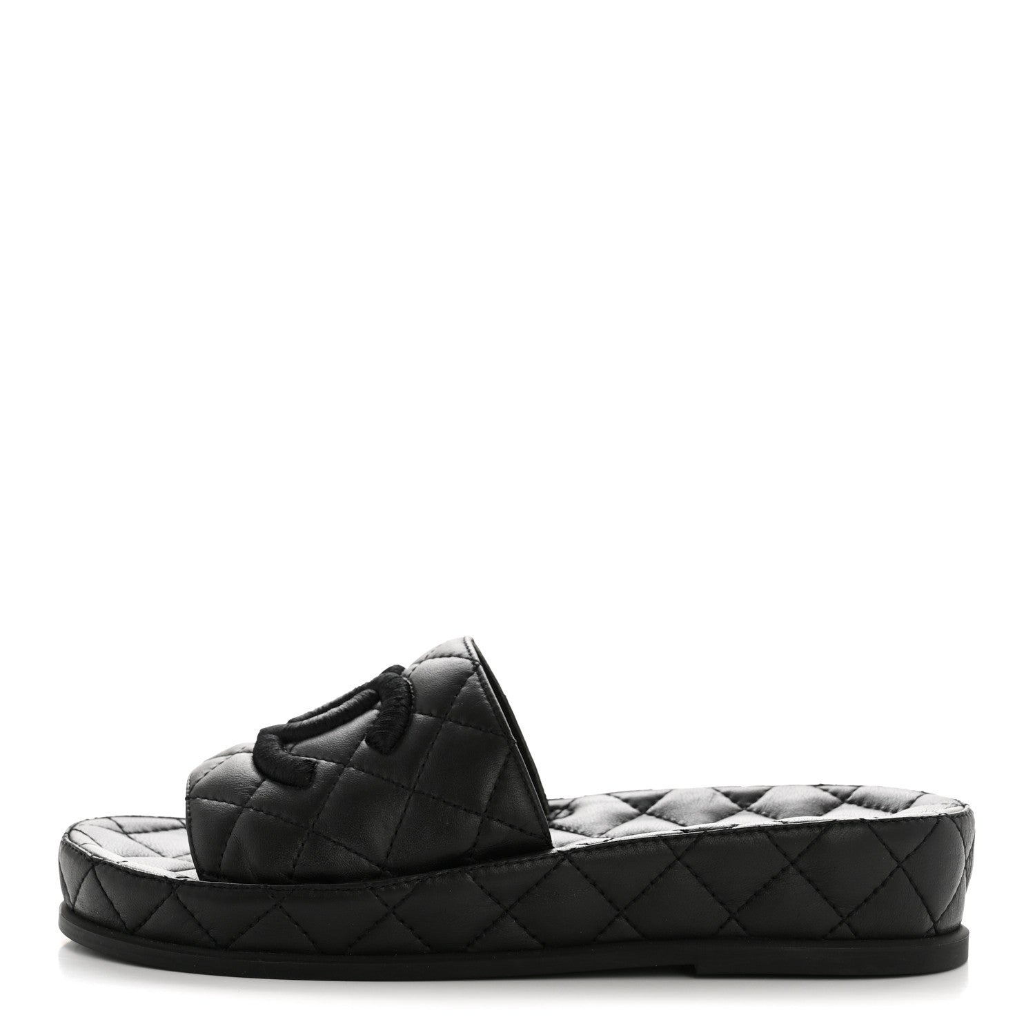 Lambskin Quilted CC Mules Sandals 35 Black