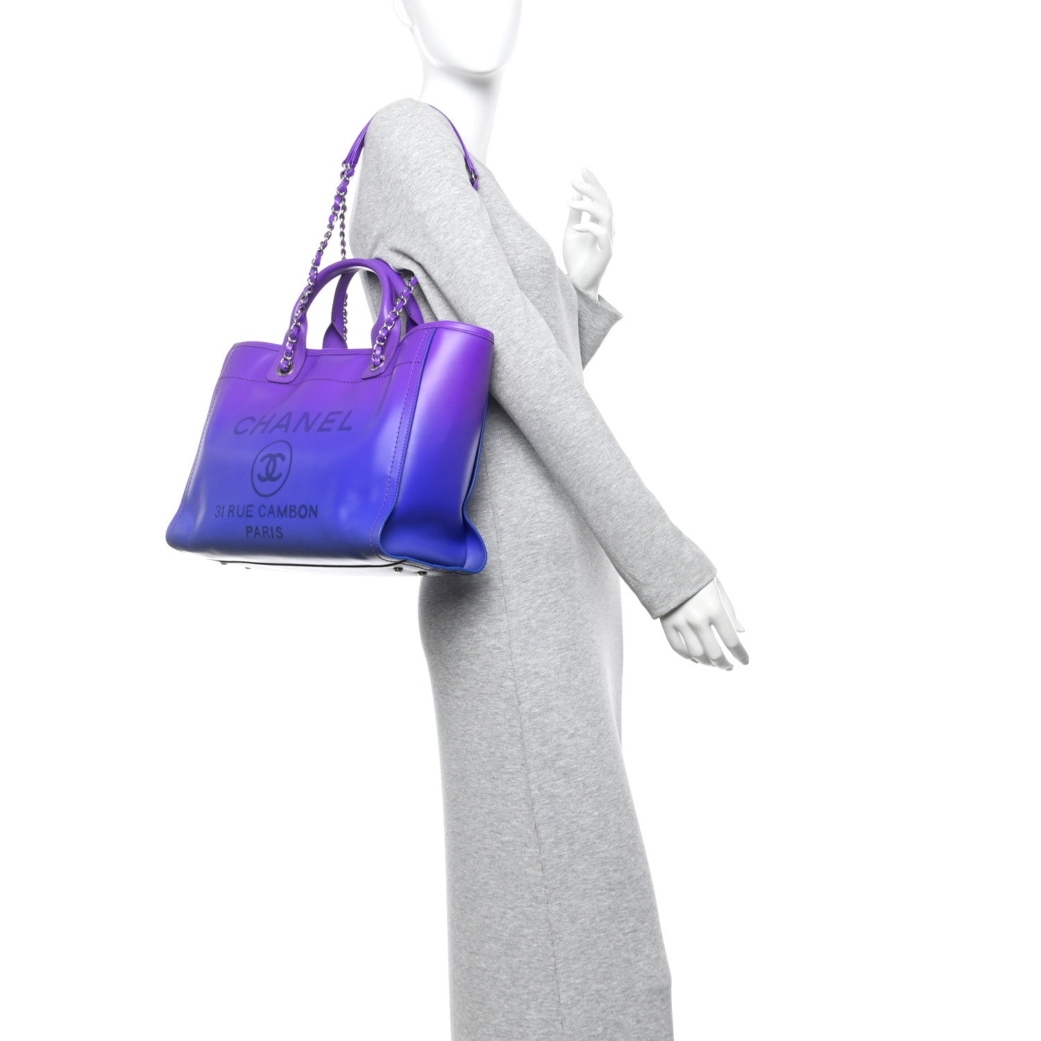 Chanel Shaded Calfskin Small Deauville Tote Purple Blue