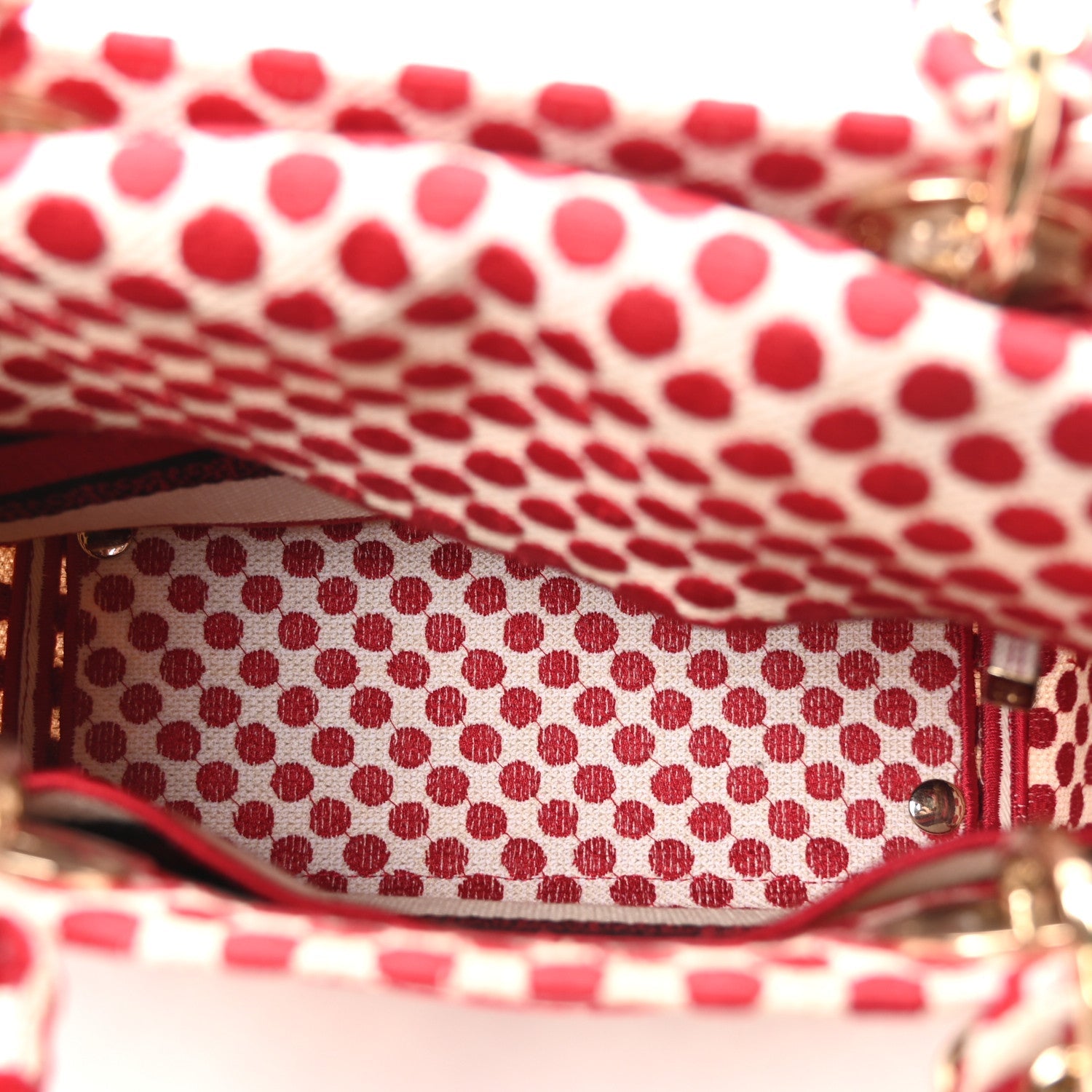 Christian Dior Canvas Medium DiorAmour Dots Lady D-Lite Red