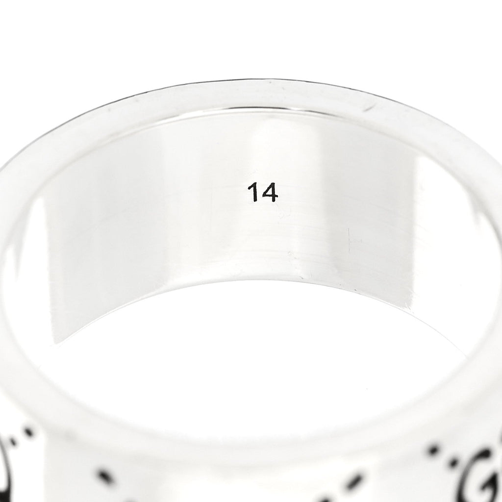Gucci Sterling Silver GucciGhost Hamlet Skull Band Ring 53 6.5