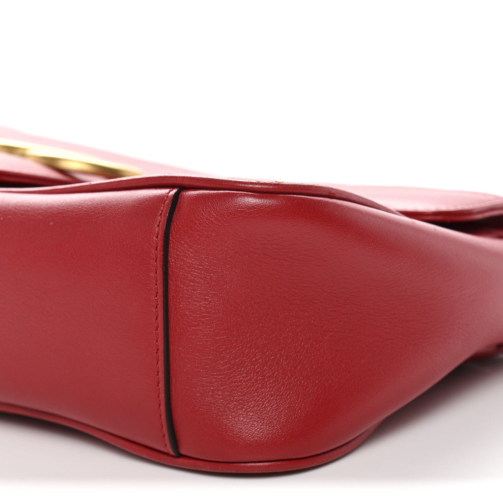 Gucci Calfskin Matelasse Small GG Marmont Shoulder Bag Hibiscus Red