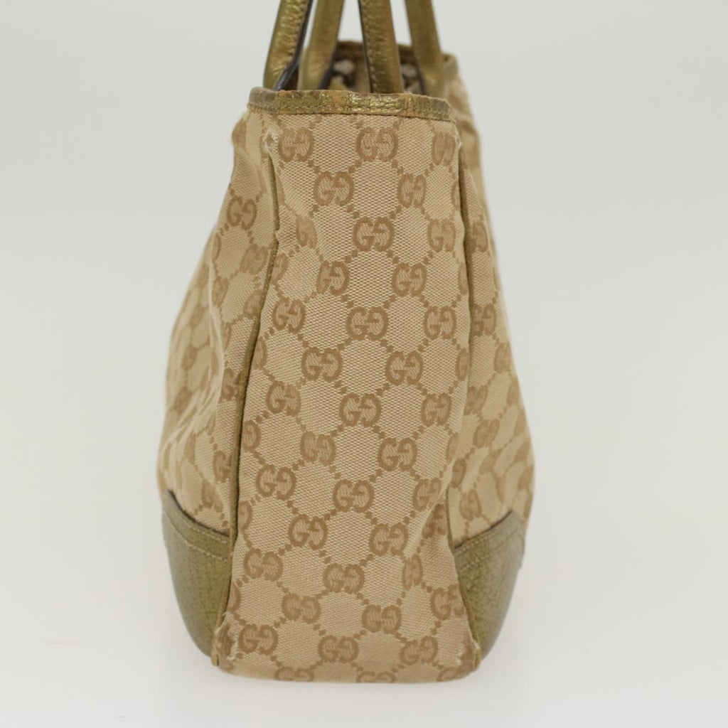 GUCCI GG Canvas Shoulder Bag Leather Beige Gold 168805  47525