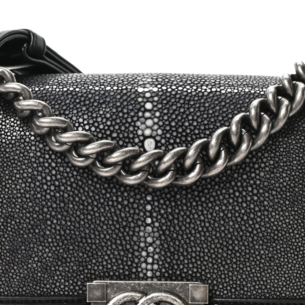Chanel Galuchat Stingray Small Boy Flap Black