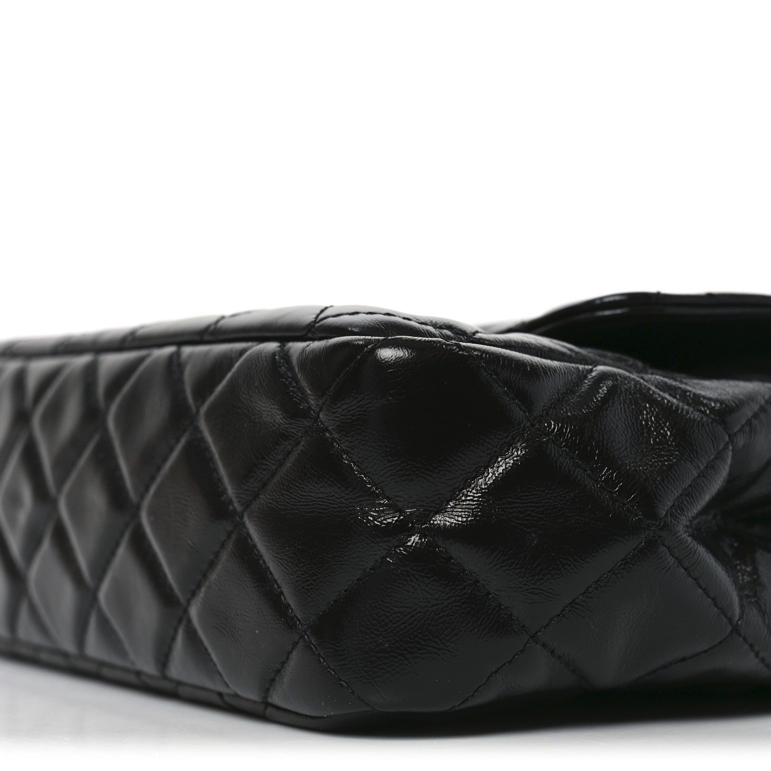 Chanel Shiny Crumpled Calfskin Quilted Wavy CC Hobo Black