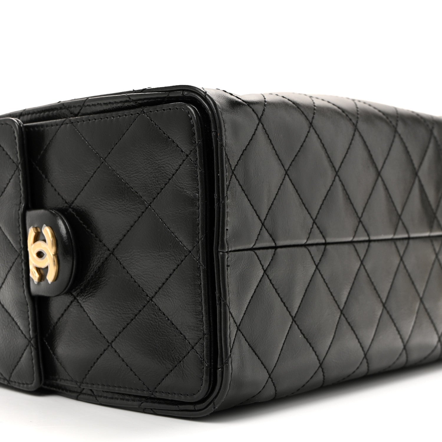 Chanel Shiny Crumpled Calfskin Quilted Small Chanel 25 Handbag Black