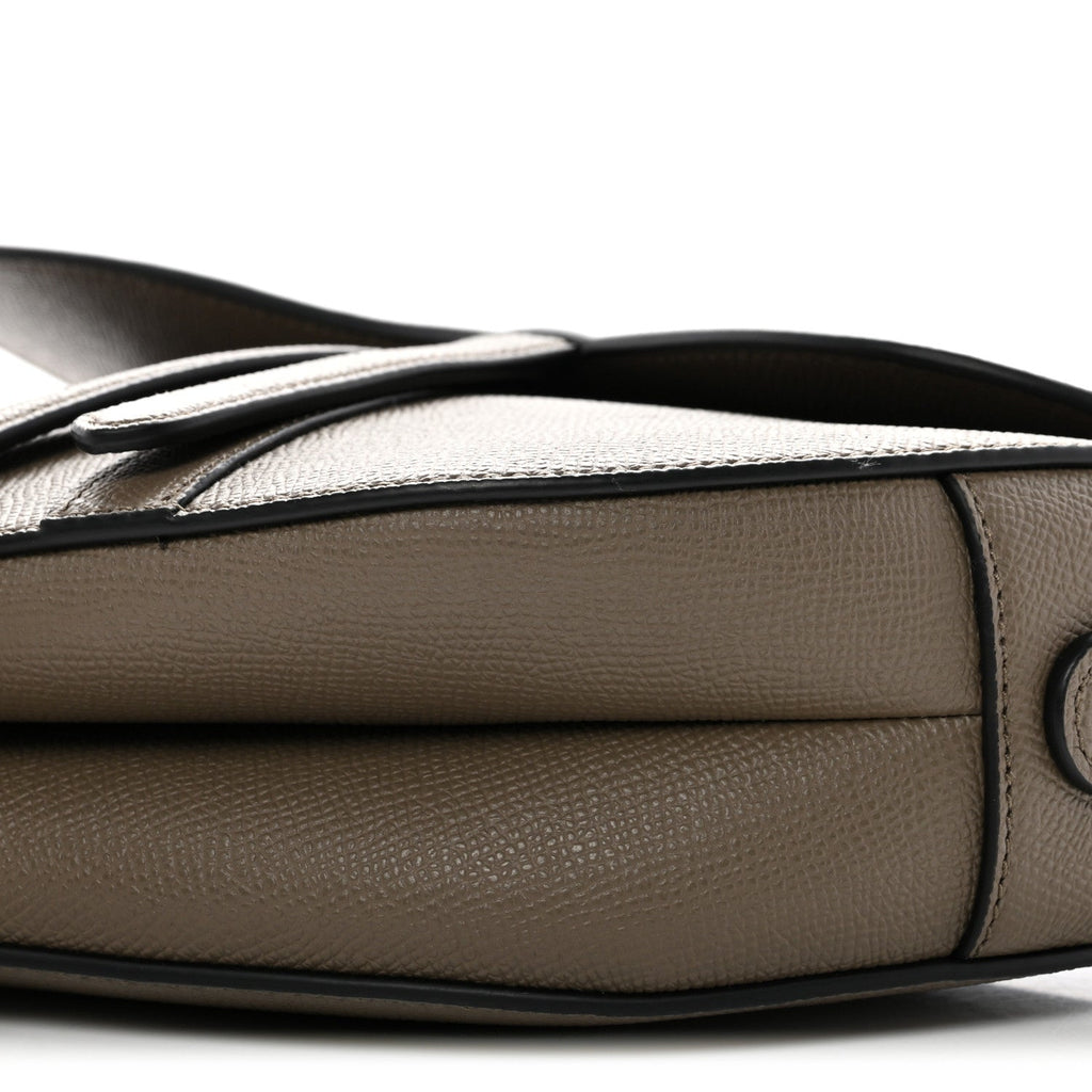 Christian Dior Grained Calfskin Saddle Bag With Strap Clay Green