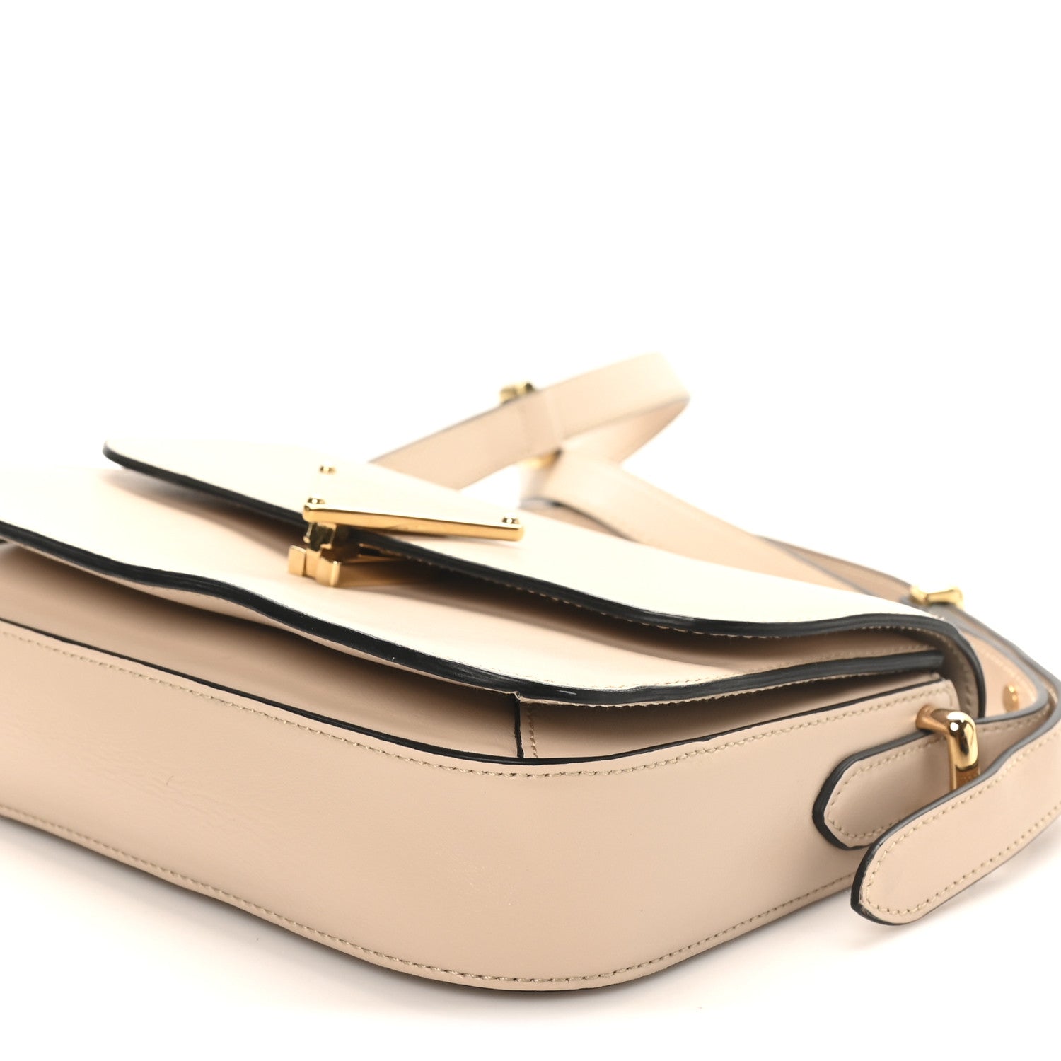 Prada Box Calfskin Triangle Embleme Flap Shoulder Bag Sabbia