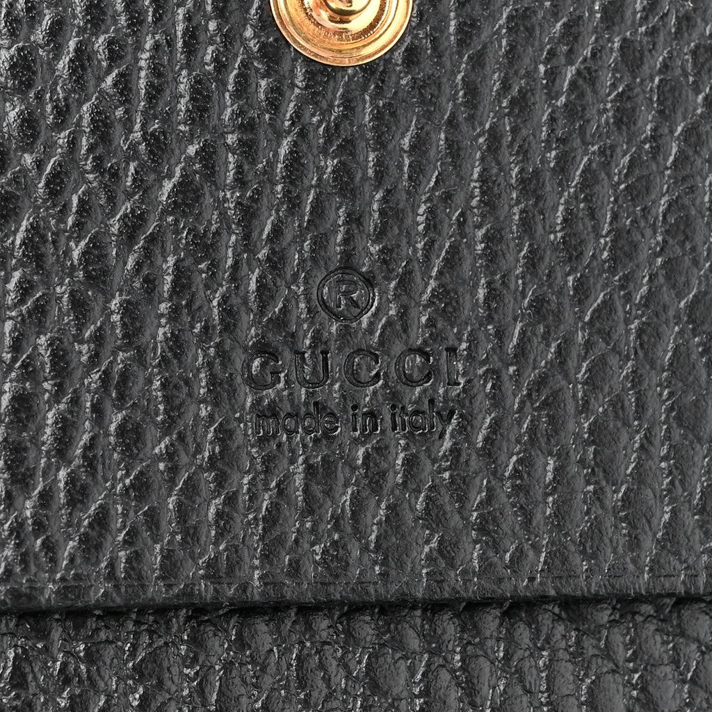 Gucci Pebbled Calfskin GG Marmont Card Case Black