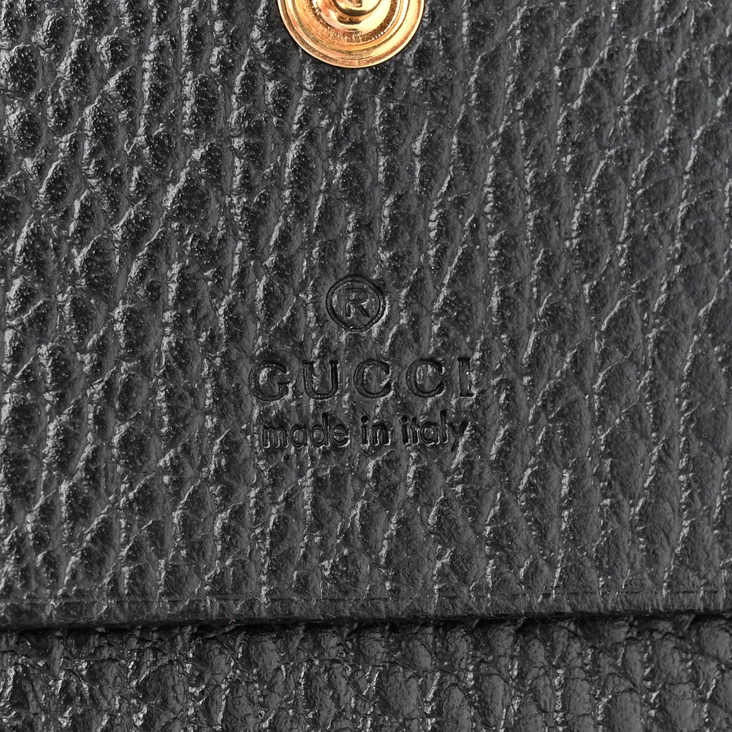 Gucci Pebbled Calfskin GG Marmont Card Case Black
