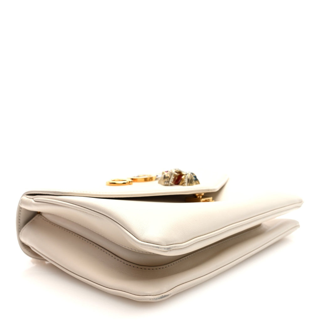 Gucci Vitello Palmellato Lux Crystal Medium Rajah Shoulder Bag Mystic White Multicolor
