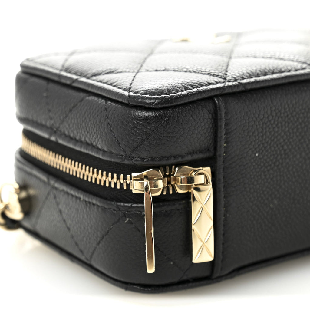 Chanel Caviar Quilted Small Top Handle Vanity Case Black