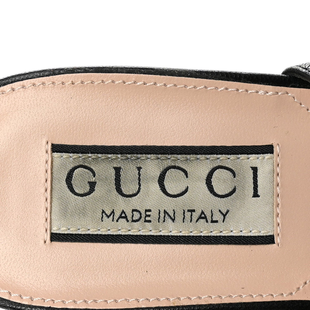 Gucci Malaga Kid Horsebit 70mm Slingback Pumps 36  Black