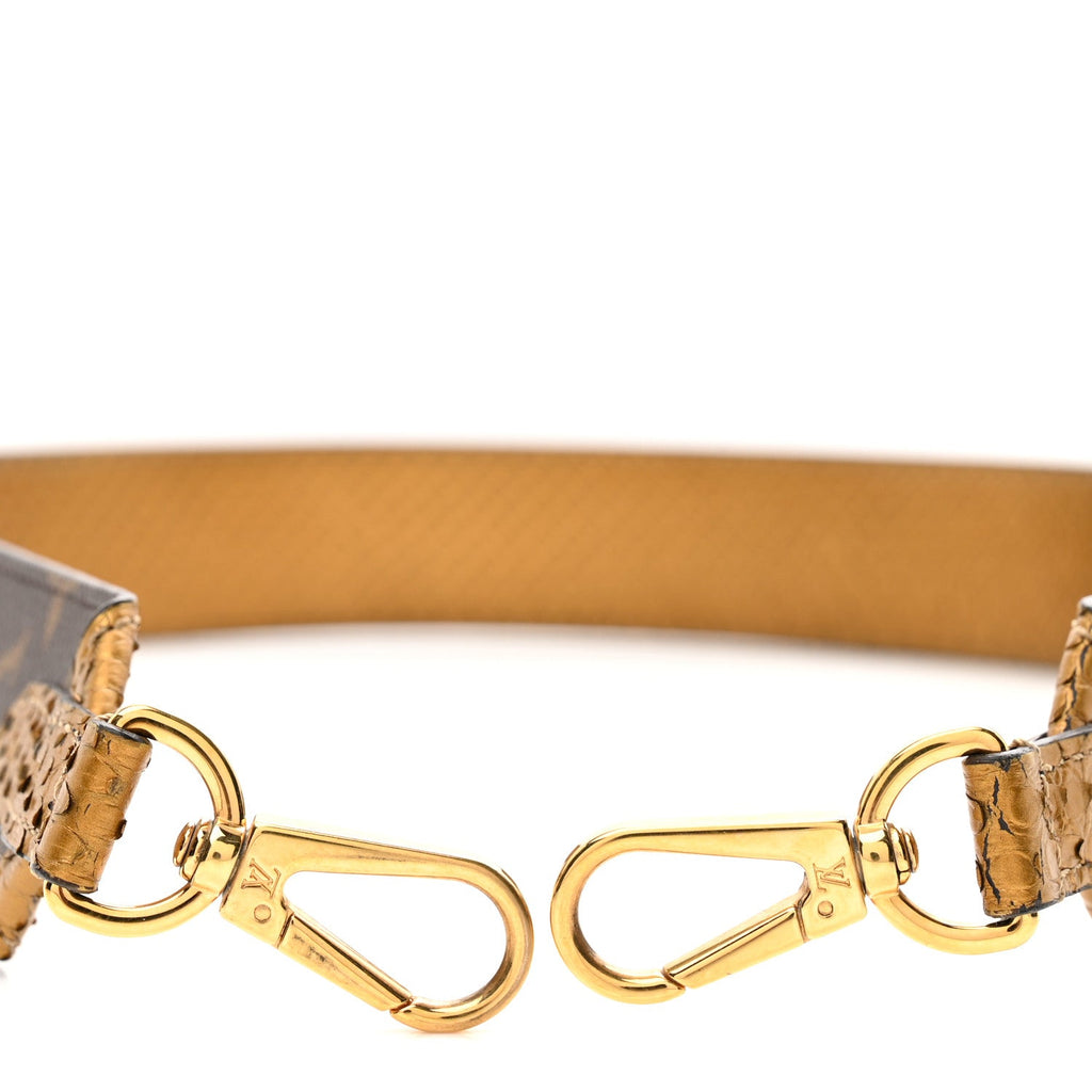 Louis Vuitton Metallic Snakeskin Monogram Bandouliere Shoulder Strap Gold