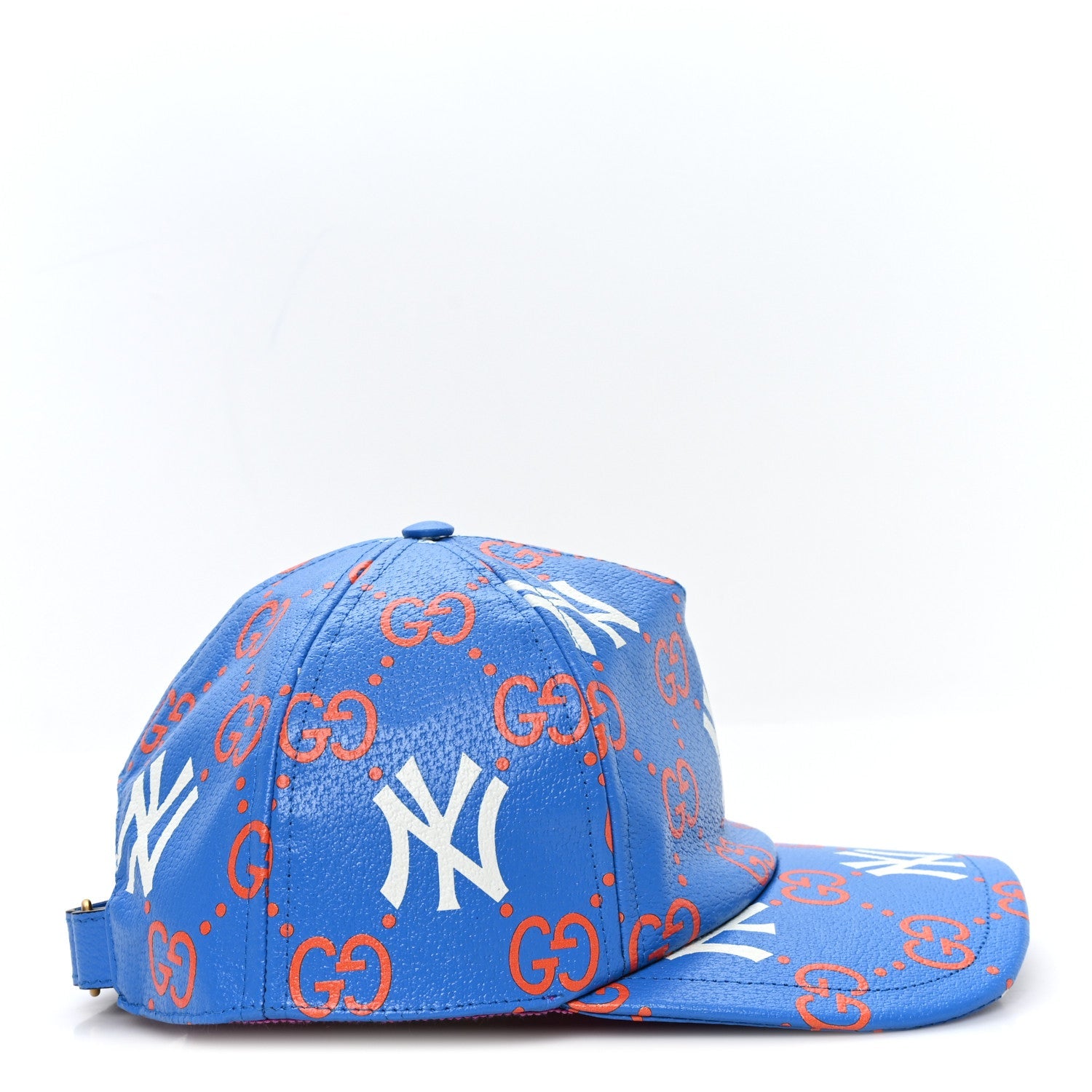 Gucci X MLB Calfskin Stampato 3D GG Monogram NY Yankees Baseball Hat M Blue