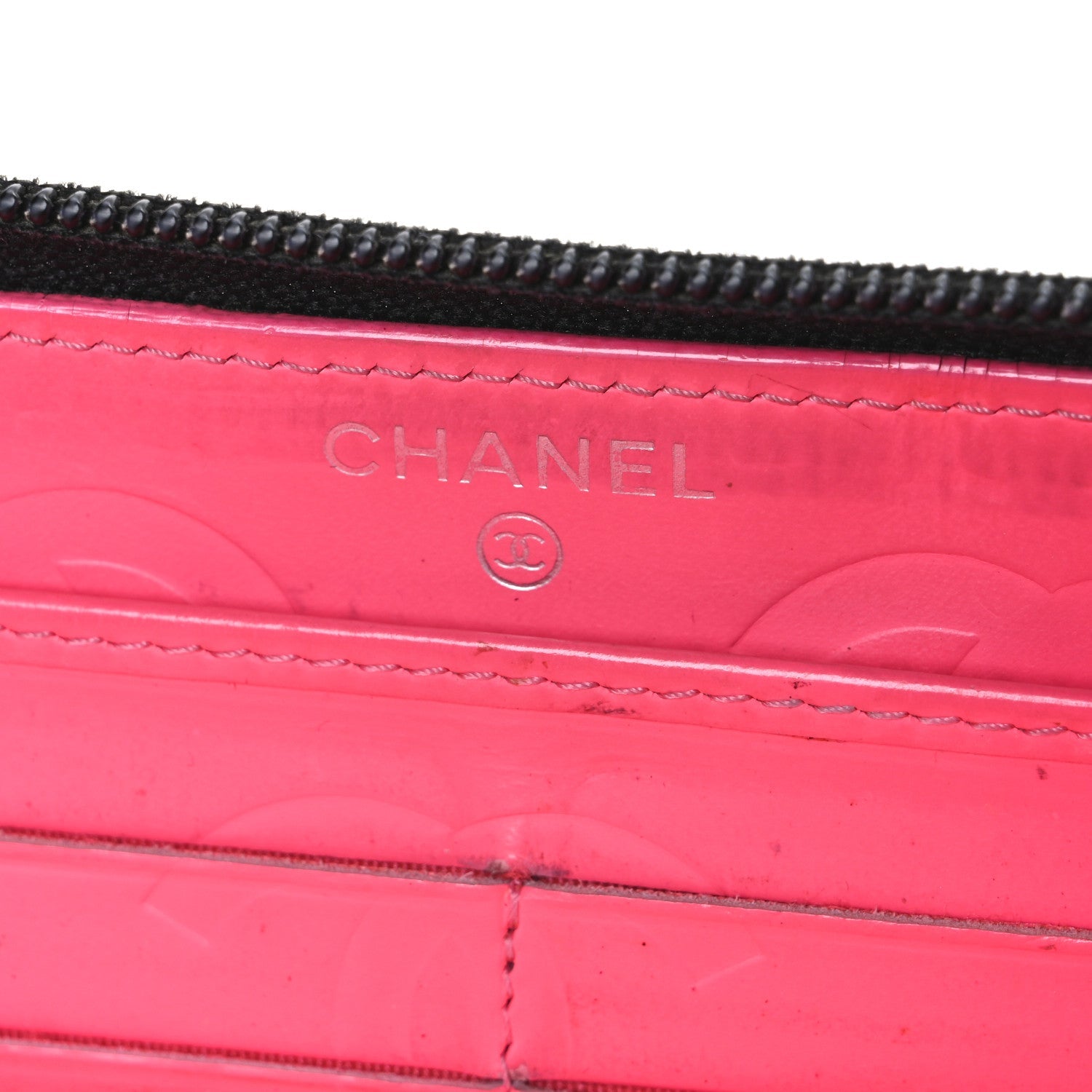 Calfskin Quilted Cambon Large Gusset Zip Around Wallet Black