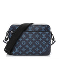 Louis Vuitton Calfskin Monogram Shadow Trio Messenger Navy River Blue