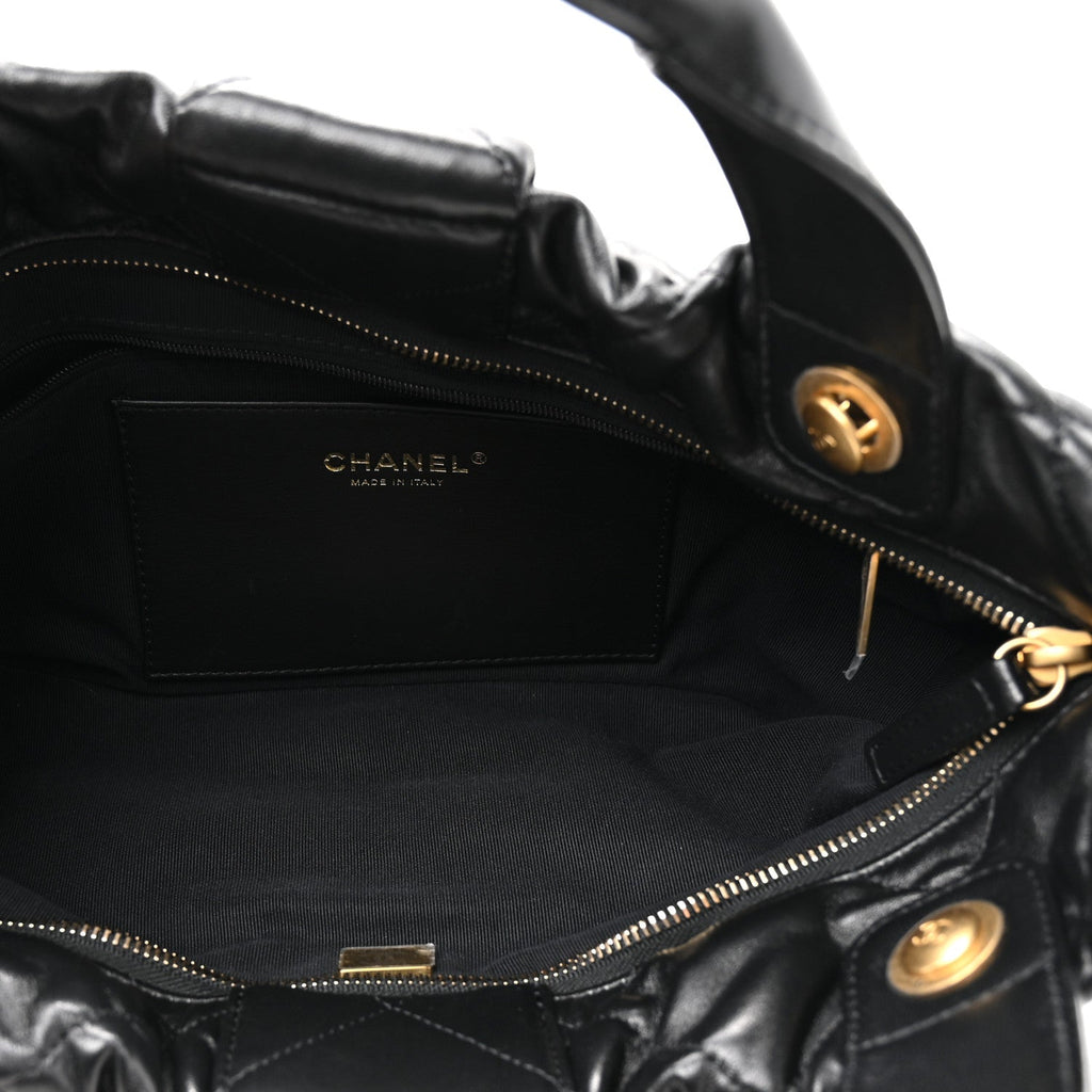 Chanel Lambskin Quilted Bow Bag Black