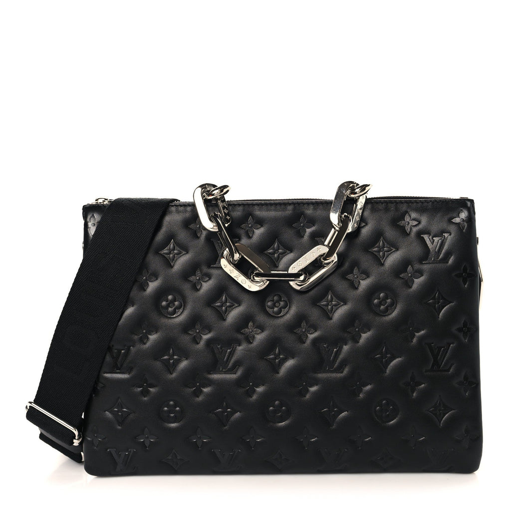 Louis Vuitton Lambskin Embossed Monogram Coussin MM Black