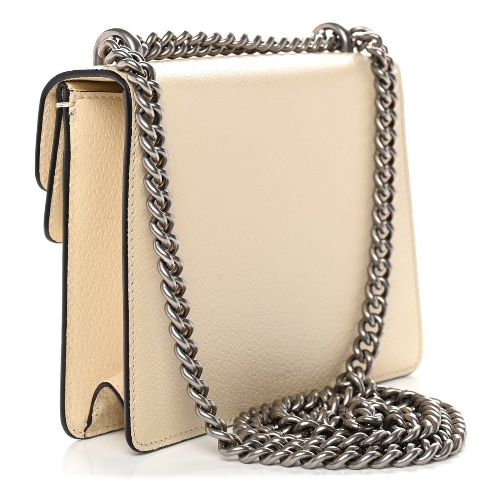 Gucci Textured Calfskin Crystal Mini Dionysus Shoulder Bag Mystic White