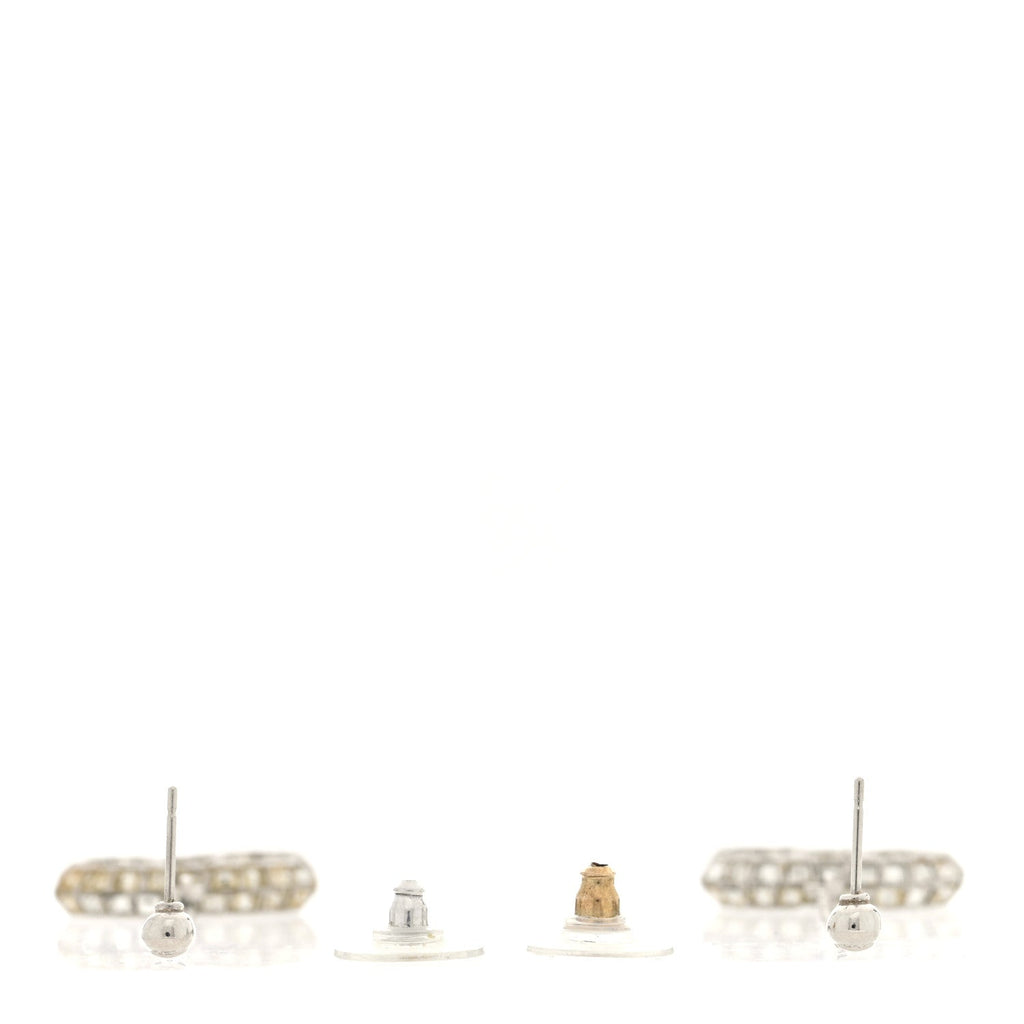 Baguette Crystal CC Drop Earrings Silver