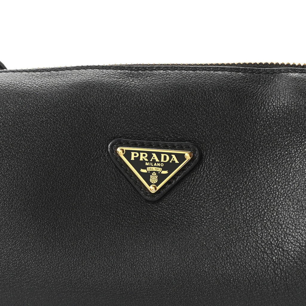 Prada Calfskin Triangle Pouch Shoulder Bag Black