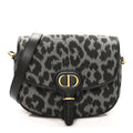 Christian Dior Canvas Mizza Embroidered Medium Bobby Flap Grey Black