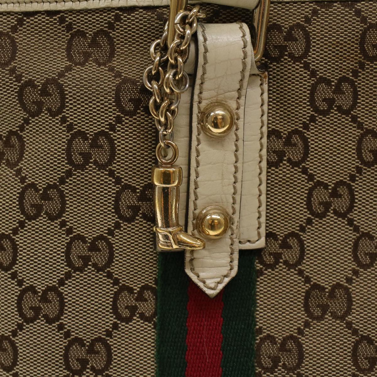 GUCCI GG Canvas Web Sherry Line Shoulder Bag Beige Red Green 139260  47709