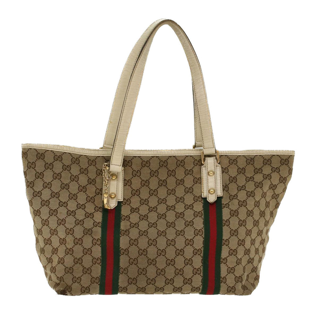 GUCCI GG Canvas Web Sherry Line Shoulder Bag Beige Red Green 139260  47709