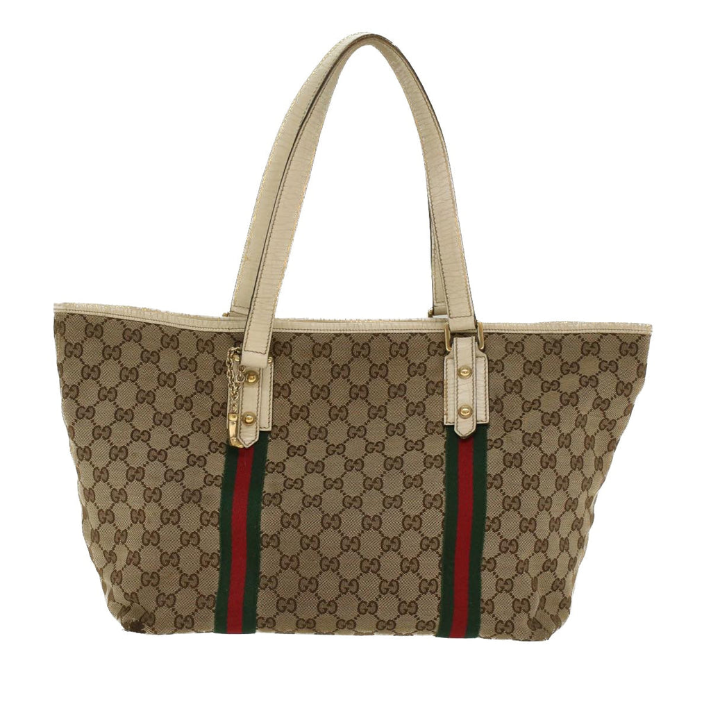 GUCCI GG Canvas Web Sherry Line Shoulder Bag Beige Red Green 139260  47709