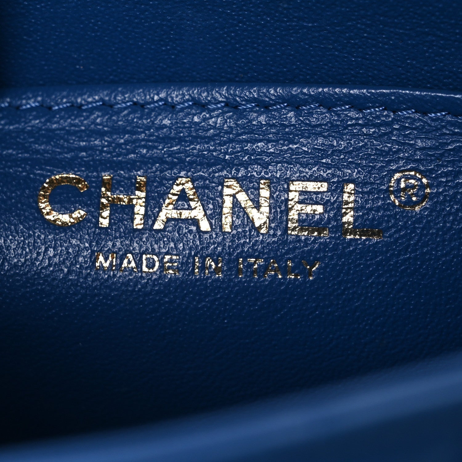 Chanel Lambskin Chevron Quilted Mini Square Flap Blue
