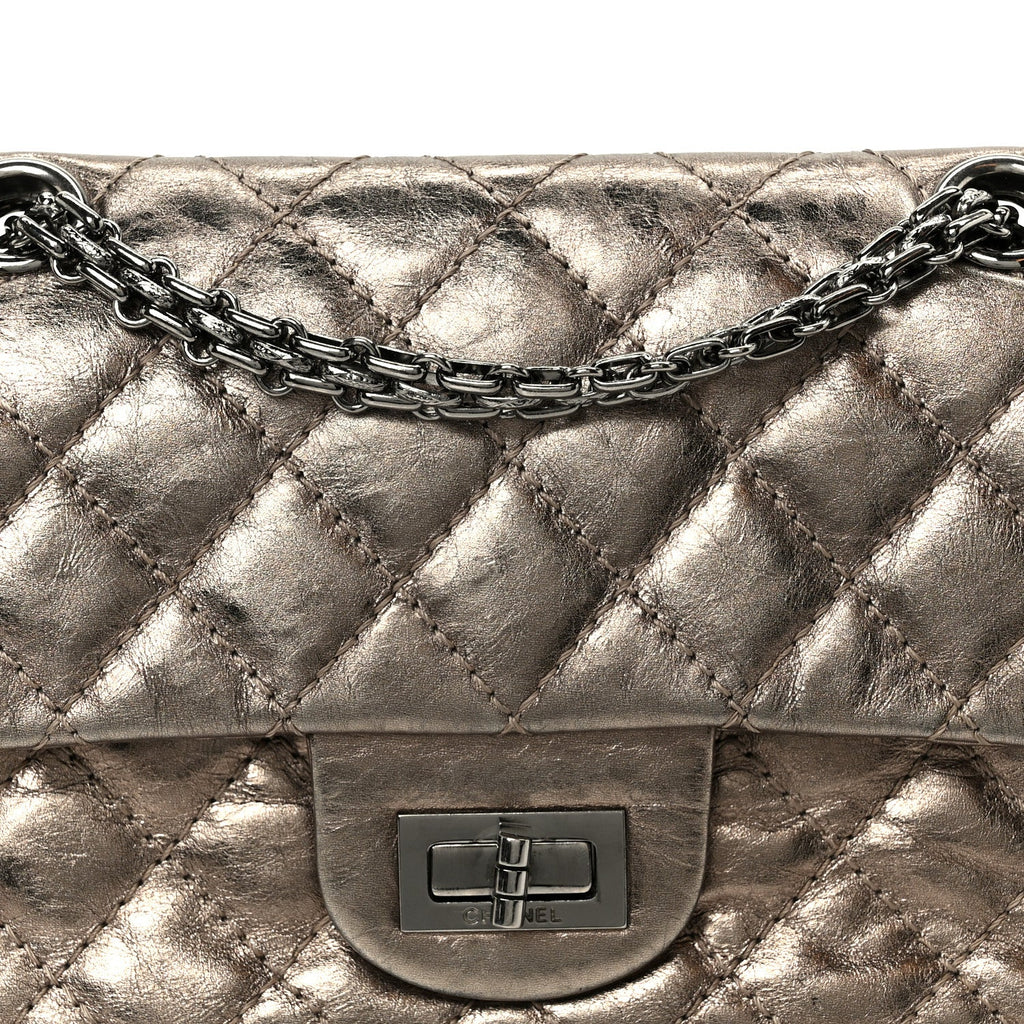Chanel Aged Calfskin Quilted 2.55 Reissue Mini Flap Dark Silver