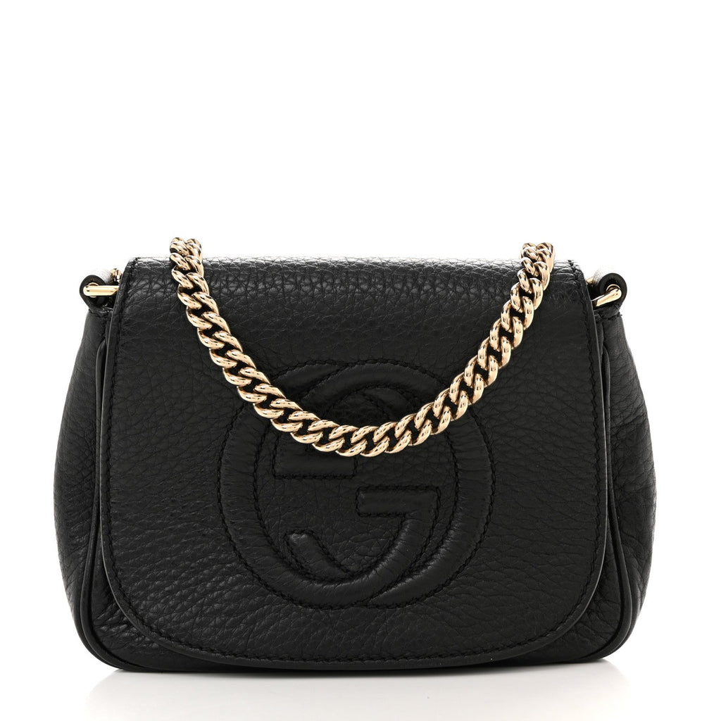 Gucci Pebbled Calfskin Small Soho Flap Crossbody Black