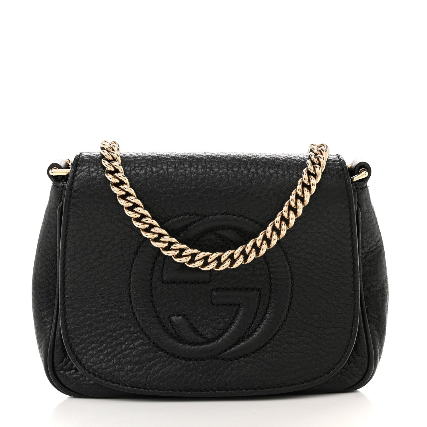 Gucci Pebbled Calfskin Small Soho Flap Crossbody Black