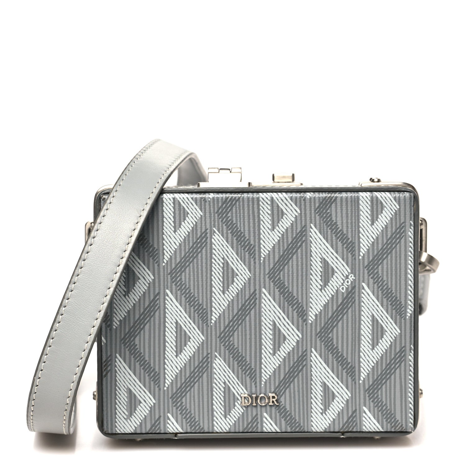 Christian Dior Coated Canvas CD Diamond Lock Mini Case  Gray