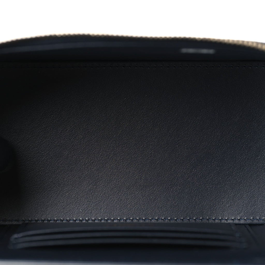 Chanel Denim Quilted Vanity Case With Chain Dark Blue