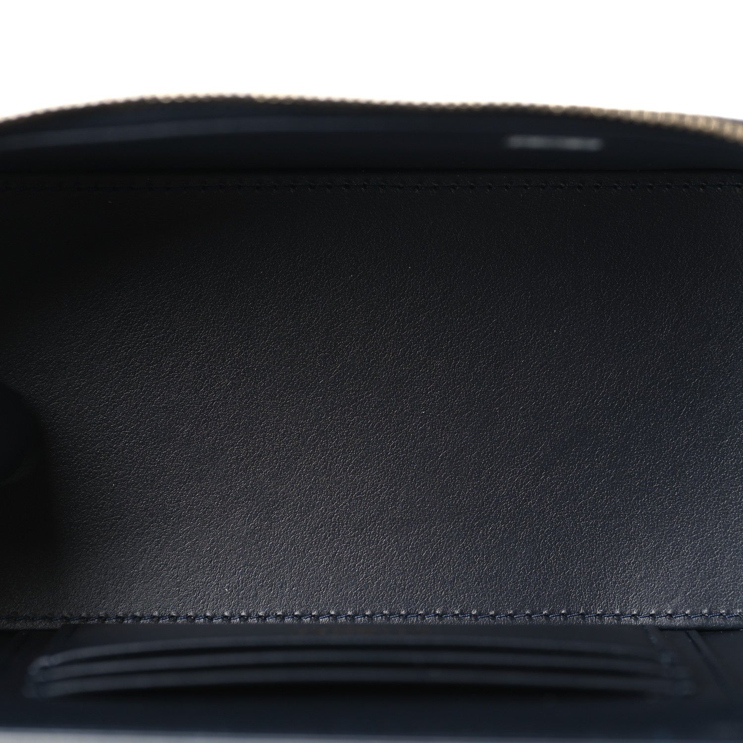 Chanel Denim Quilted Vanity Case With Chain Dark Blue