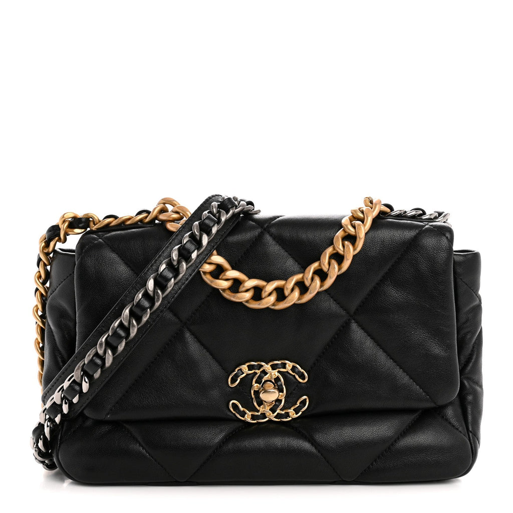 Chanel Lambskin Quilted Medium Chanel 19 Flap Black