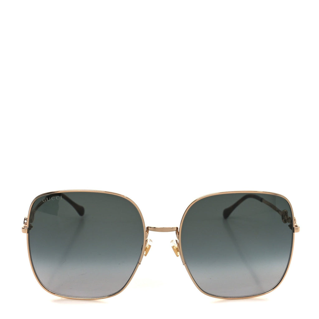 Gucci Metal Horsebit Square Sunglasses GG0879S Gold