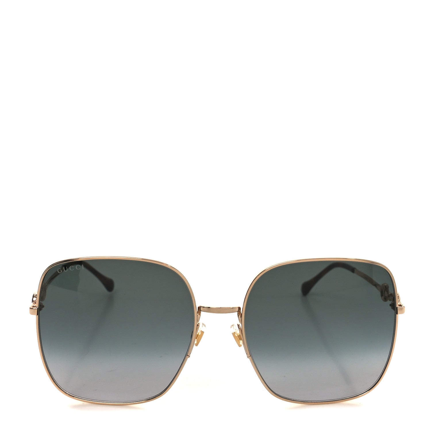 Gucci Metal Horsebit Square Sunglasses GG0879S Gold