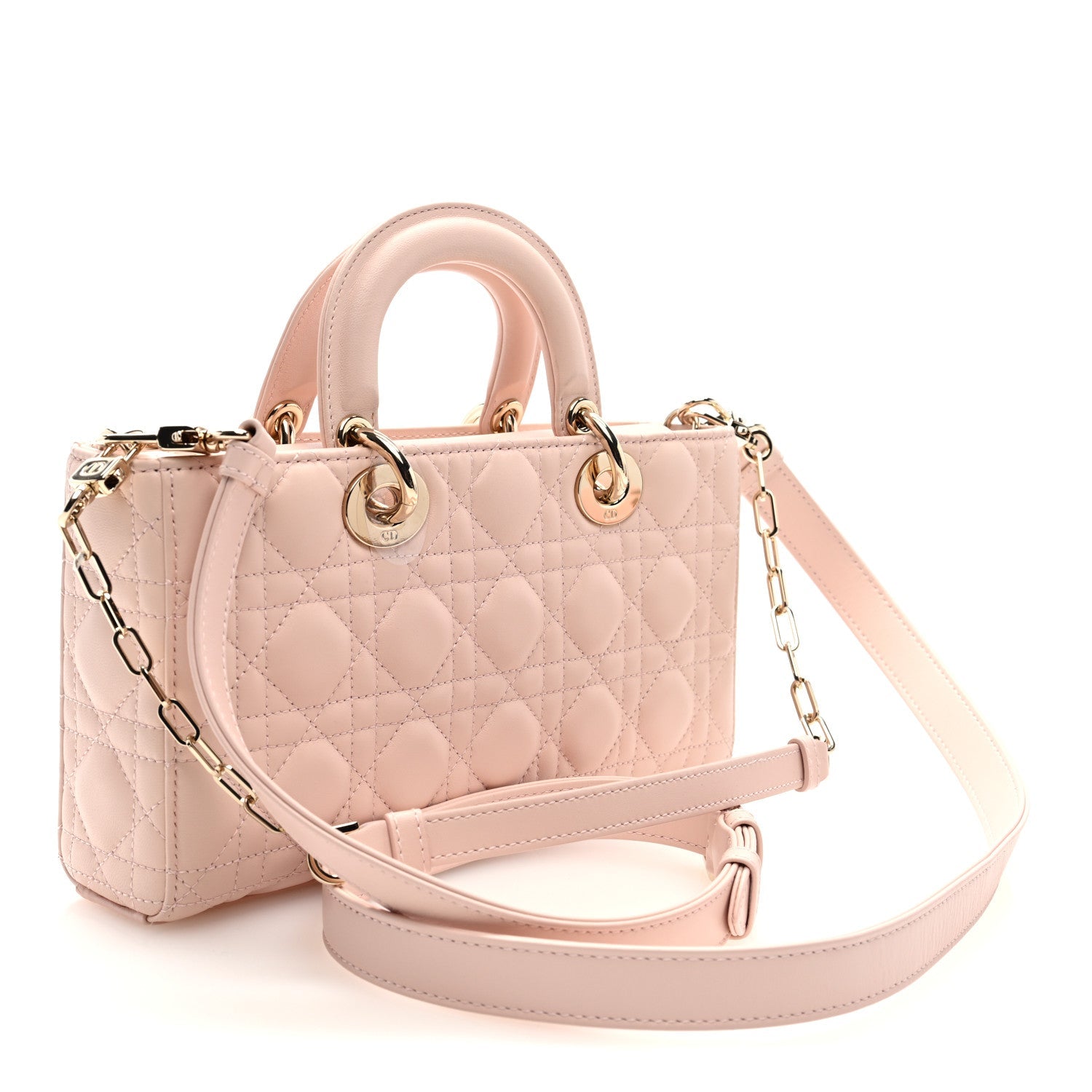 Christian Dior Lambskin Cannage Medium Lady D-Joy Powder Pink
