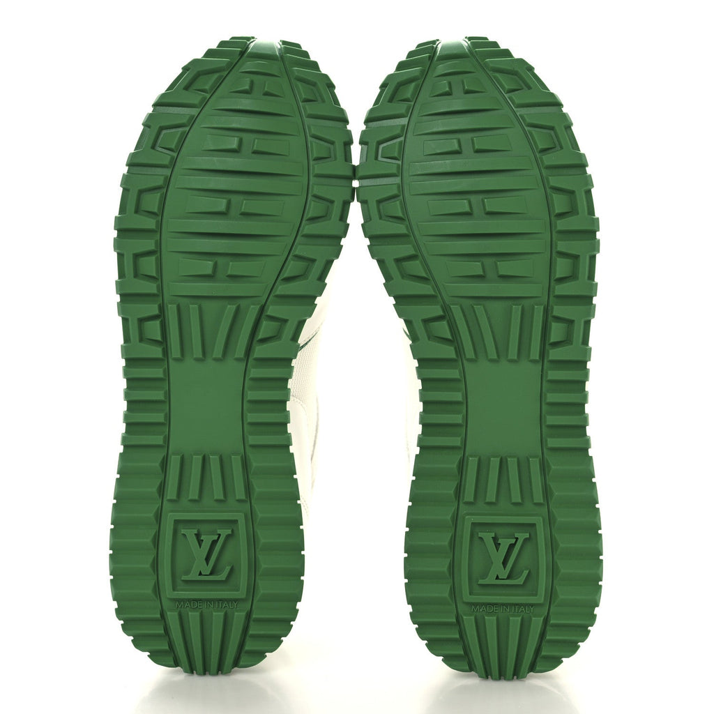 Louis Vuitton Calfskin Monogram Run Away Sneakers 36 White Green