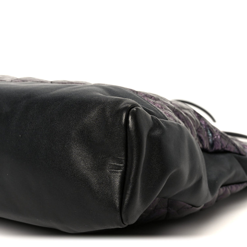 Chanel Crumpled Calfskin Quilted 31 Large Shopping Bag Black