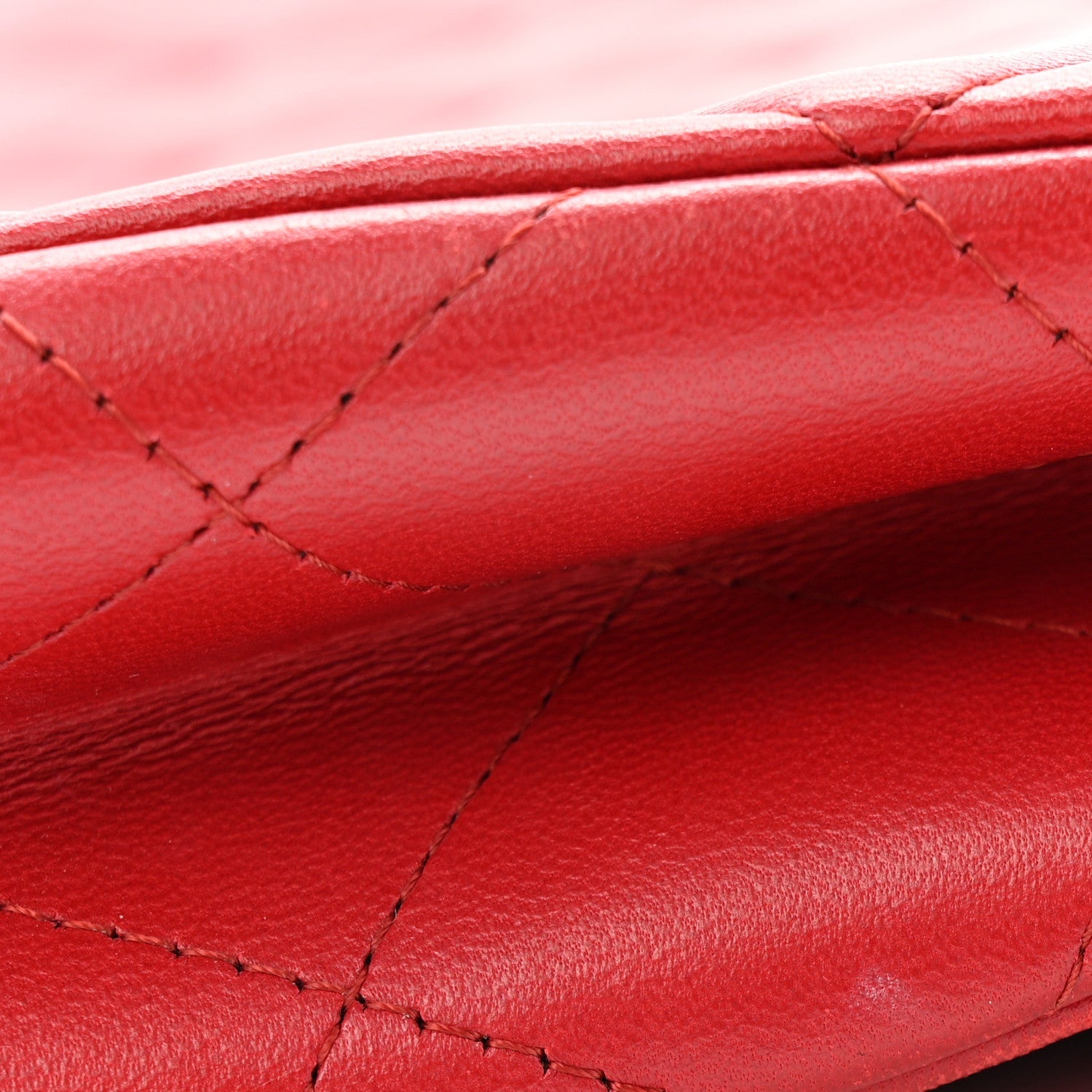 Chanel Lambskin Quilted Clutch With Chain Flap Red